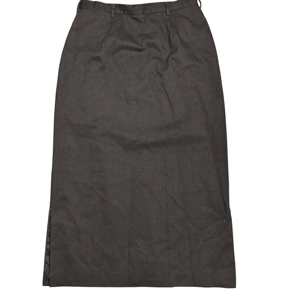 LL Bean Wool Blend Maxi Skirt 10 Pet Charcoal Gray Lined Stretch‎ Column Skirt